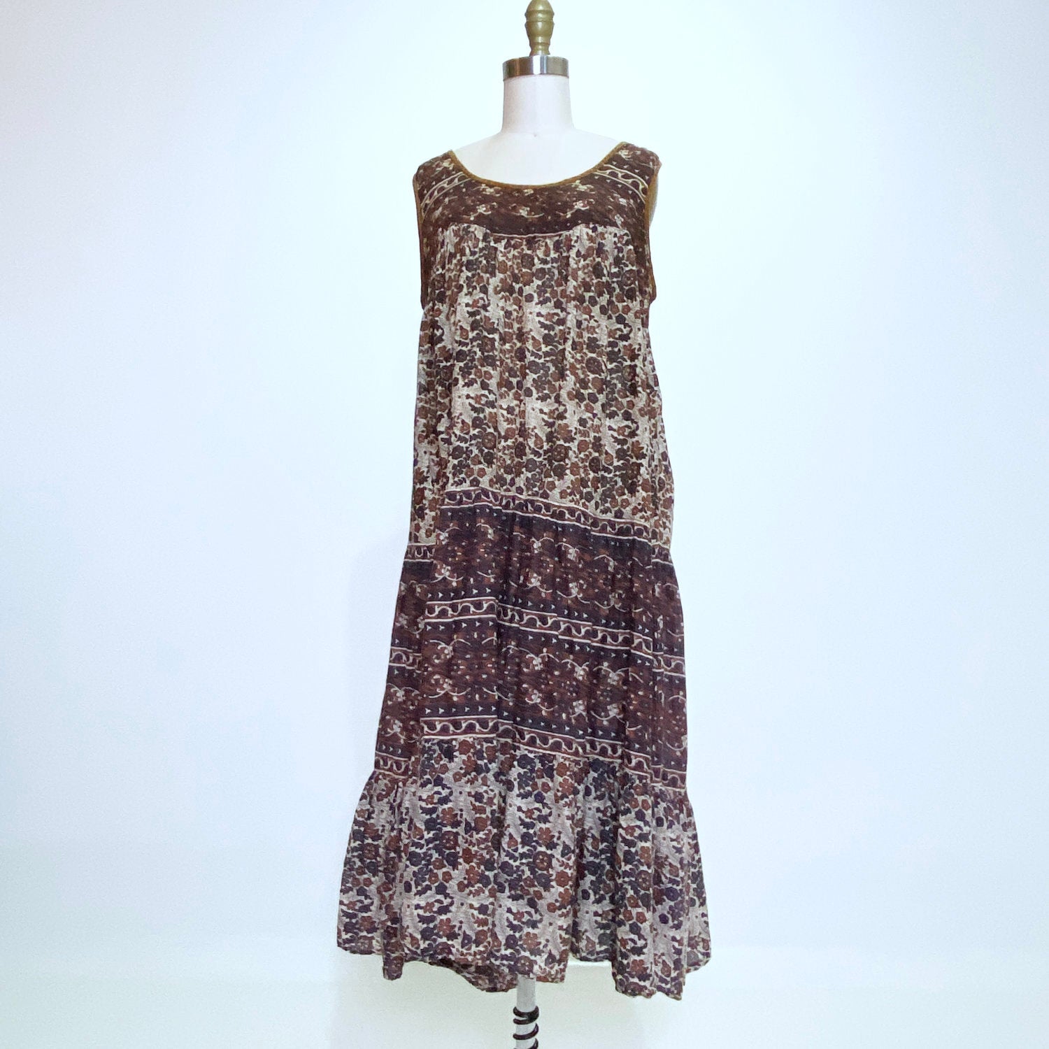 Vintage Gauze Cotton India Block Print Dress Donna s Dress Shop