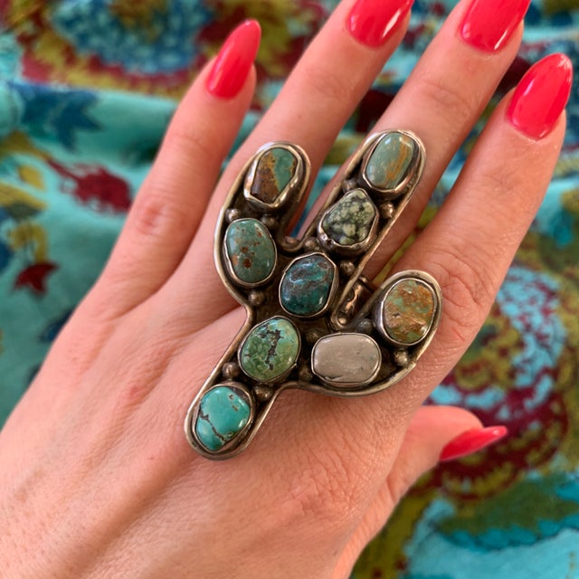 Turquoise cactus outlet ring