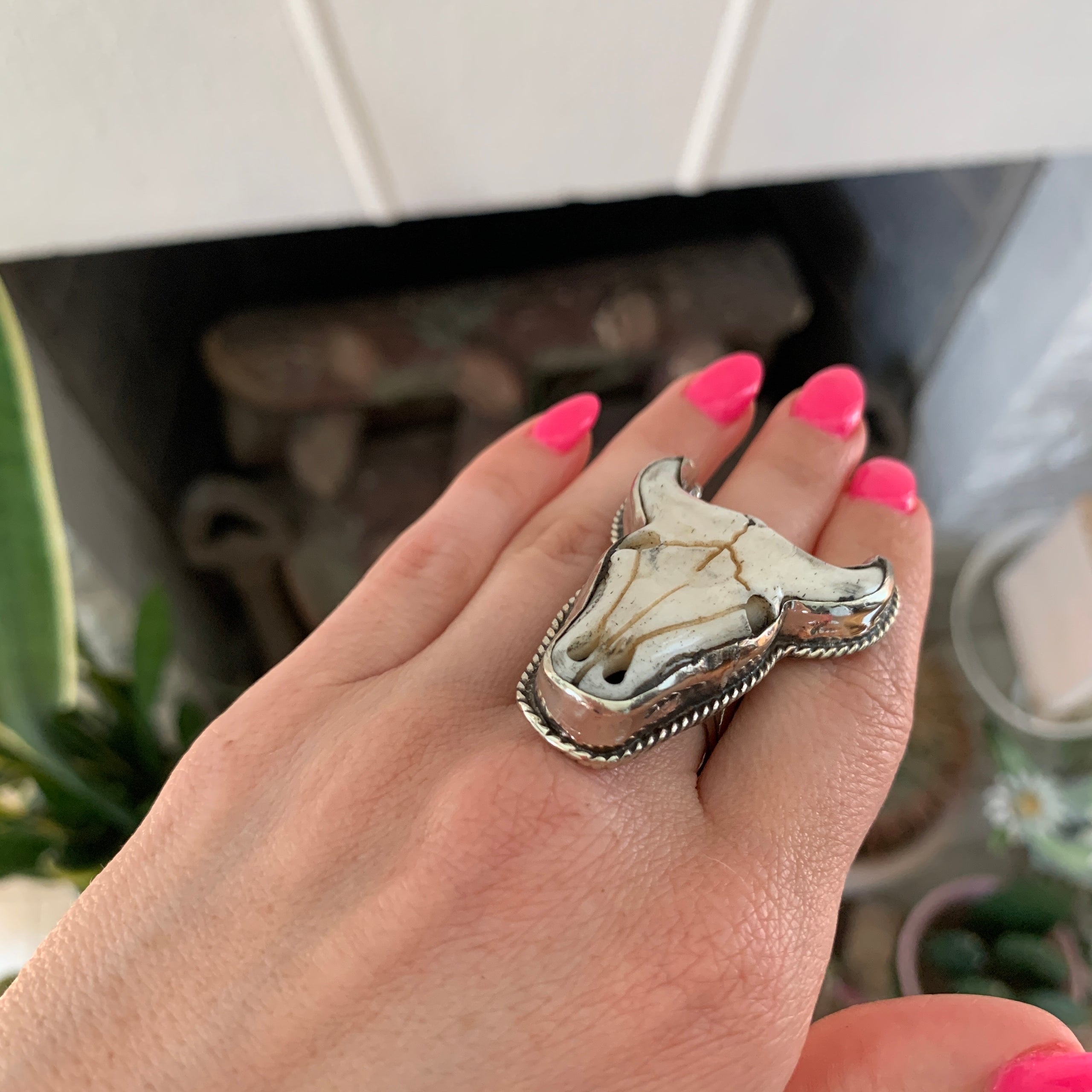 Cow skull ring cheap